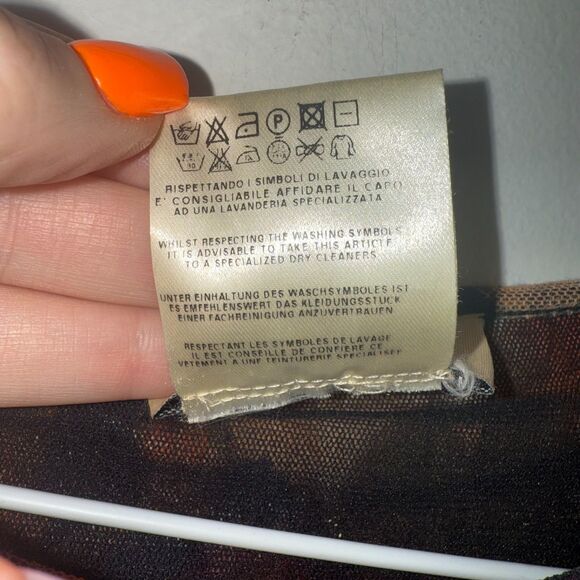 FUZZI Long Sleeve Printed Fitted Tulle Mesh Stretch Dress - Multi S - Picture 5 of 5